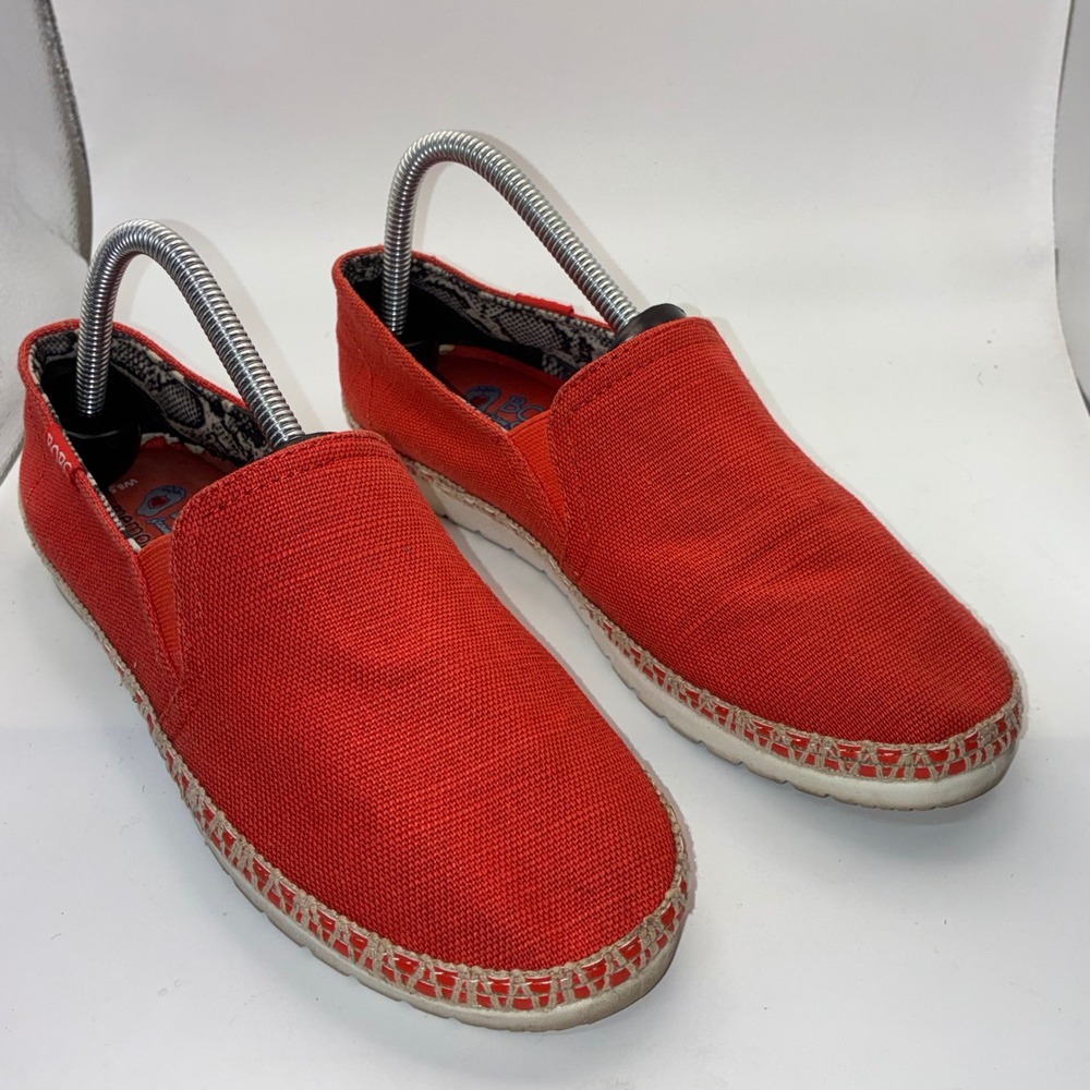 Skechers Bobs Red Canvas Espadrille Slip On Memory Foam Flats Womens‎ 8.5